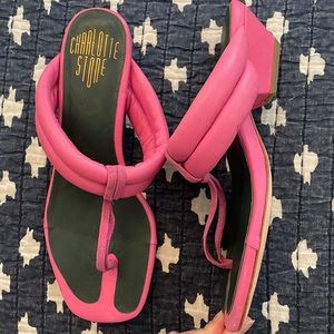 Charlotte Stone pink leather thong sandals
